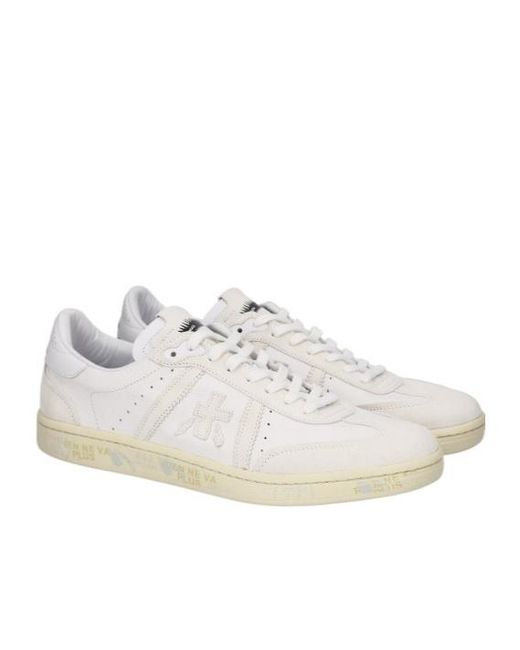 Premiata White Lace-Up Low-Top Sneakers for men