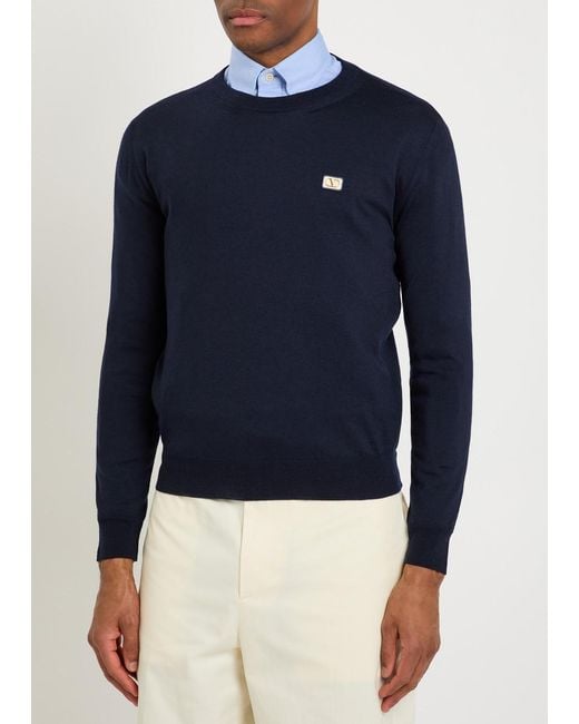 Valentino Blue Wool Jumper for men