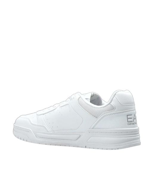 EA7 White Panelled Lace-Up Sports Shoes for men