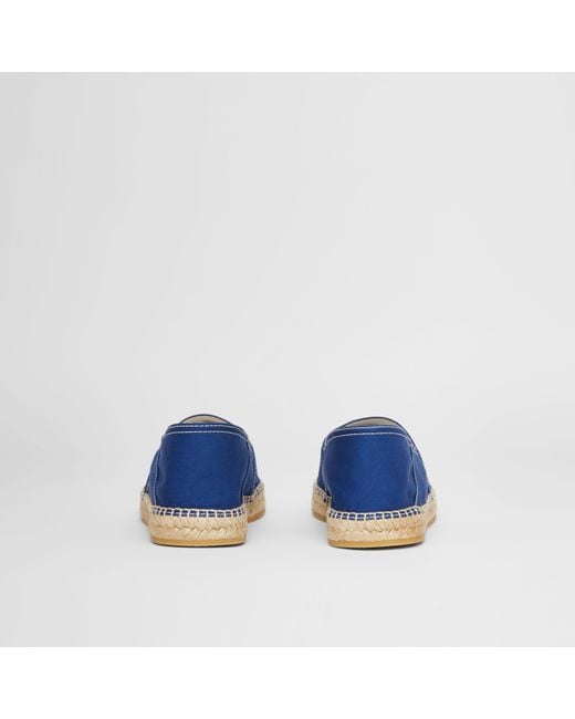 Burberry Blue Logo Embroidered Espadrilles for men