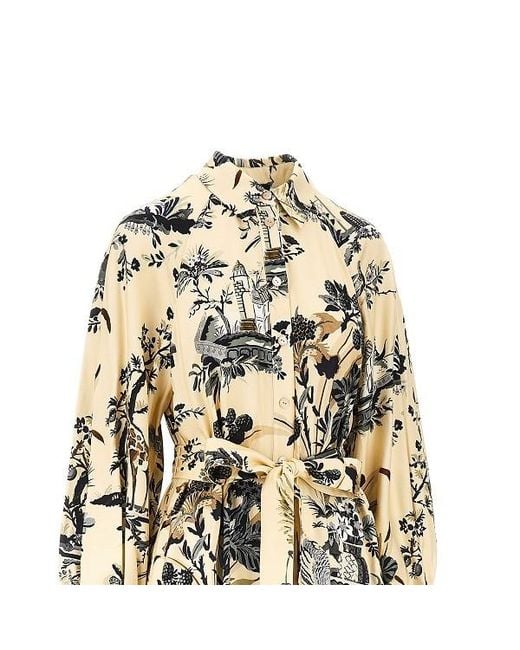 Etro Metallic Printed Belted Midi Dress