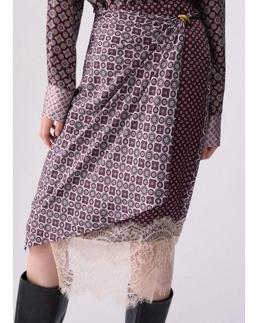 Liu Jo Purple Midi Skirt With Lace Details
