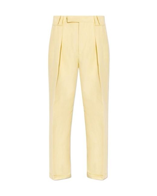 Versace Yellow Pleated Tailored Trousers for men