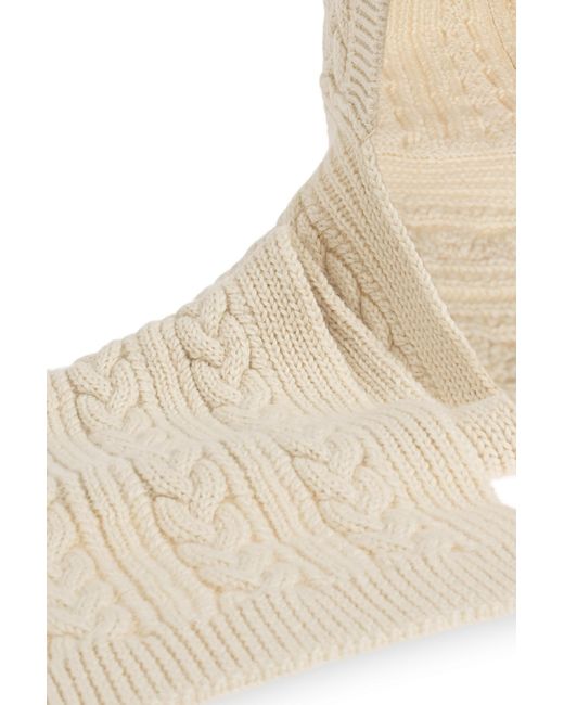 Isabel Marant White Cable Knitted Hooded Scarf