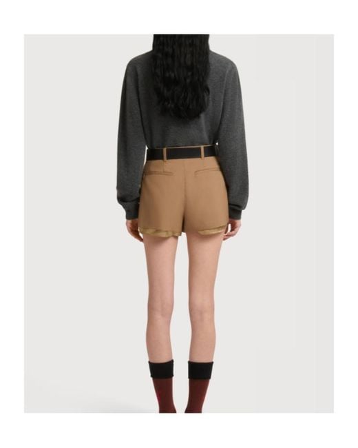 Marni Natural Wool Shorts With Exposed Lining