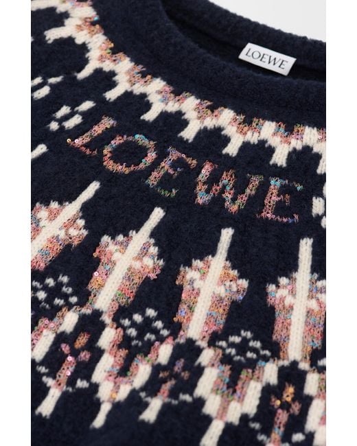Loewe Blue Fair Isle Pattern Crewneck Jumper