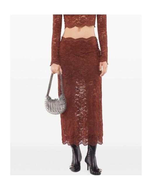 Rabanne Brown Rabanne Lace Midi Skirt