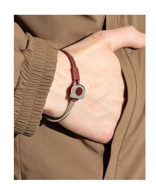 Ferragamo White Ferragamo Gancini Braided Bracelet for men