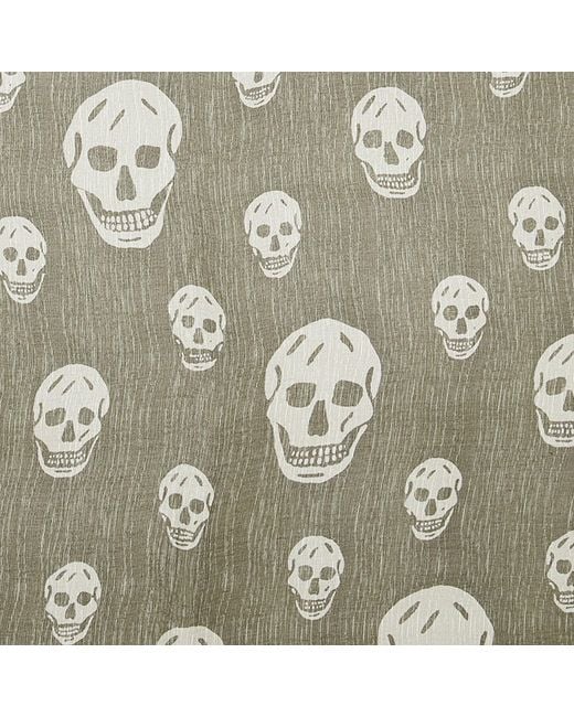 McQueen Gray Print Silk Scarf