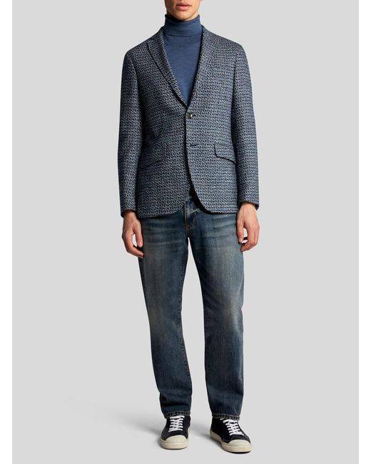 Etro Blue Single-Breasted Tailored Blazer for men