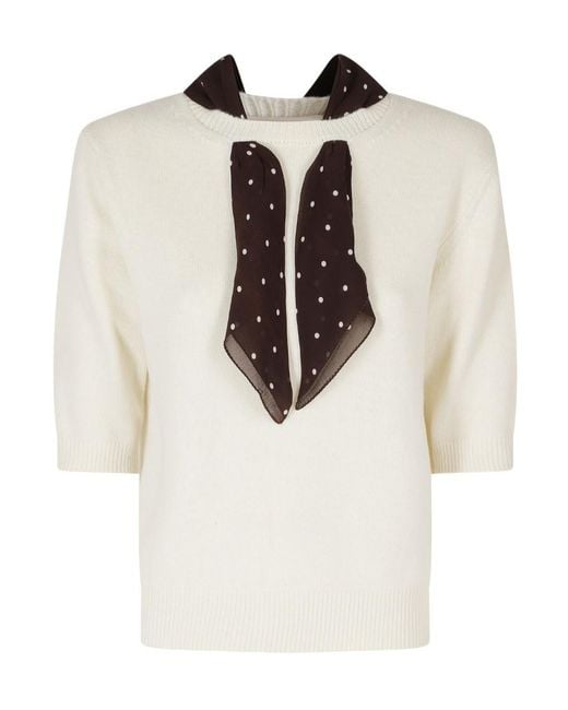 Semicouture Natural Short-Sleeved Sweater