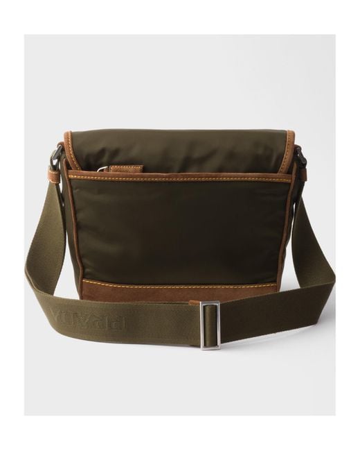 Prada Green Re-Nylon Triangle-Logo Panelled Messenger Bag for men