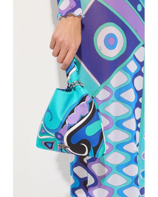 Emilio Pucci Blue Pucci Orchidee Small Printed Tote Bag