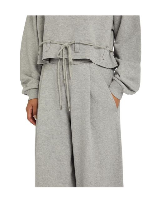 Dries Van Noten Gray Hadium Pleated Wide-Leg Cotton Sweatpants