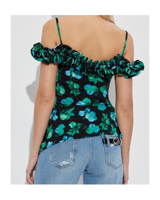 Coperni Green Floral-Print Blouse