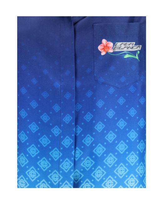 Casablanca Blue Tie-Dyed Short Sleeved Shirt