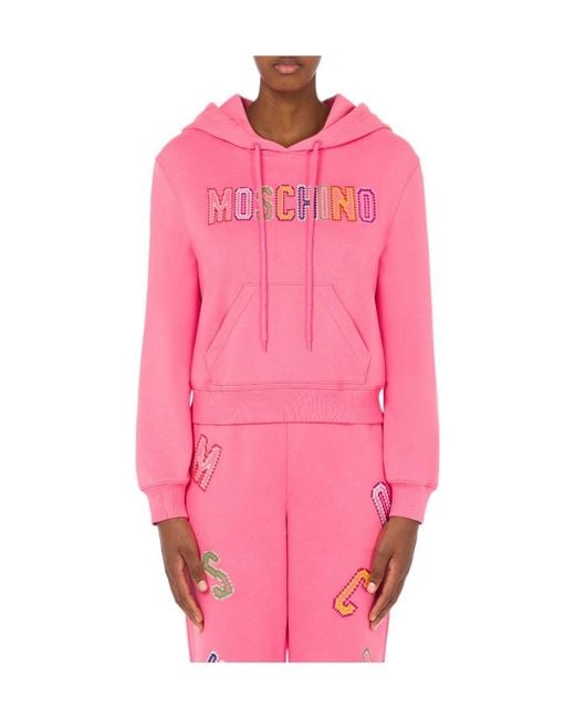 Moschino Pink Crochet Logo Sweatshirt