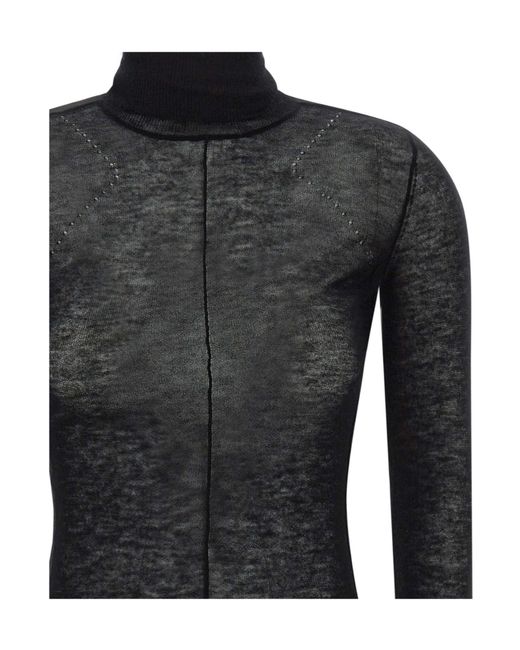 Elisabetta Franchi Black Sheer Turtleneck Knitted Sweater