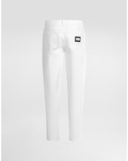 Dolce & Gabbana White Distressed Slim Jeans for men