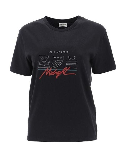 Saint Laurent Black Call Me After Midnight T-Shirt