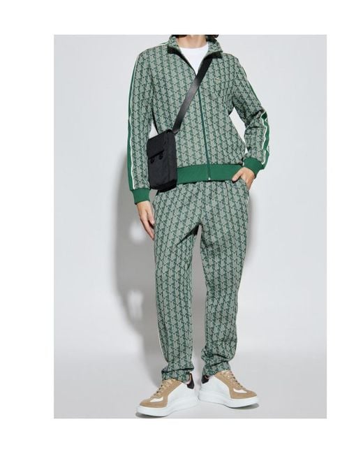 Lacoste Green Monogram Logo Patch Sweatpants for men