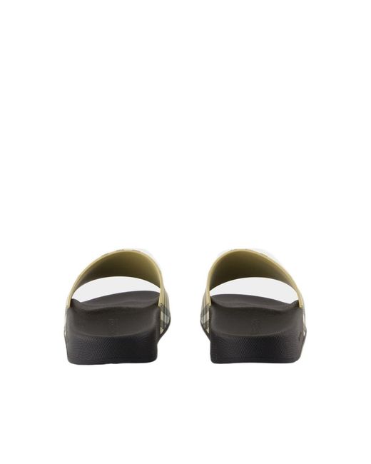 Burberry White Checked Slip-On Slippers