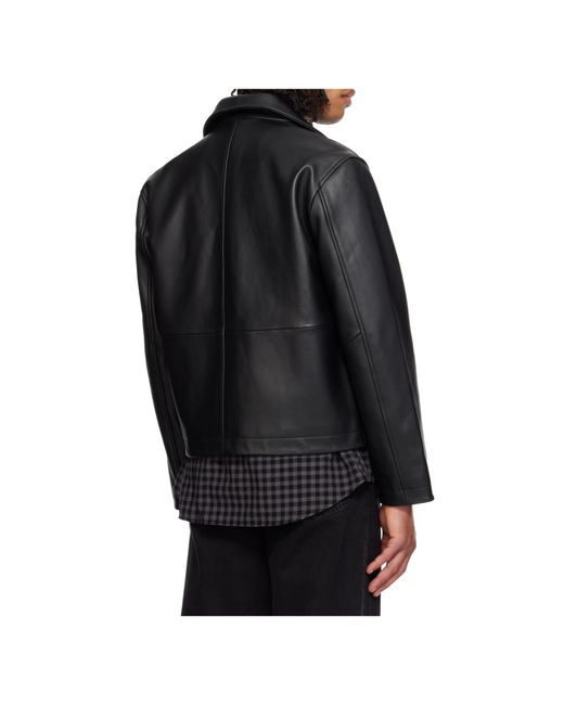sunflower Black Long-Sleeved Leather Jacket for men