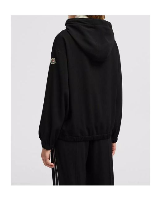 Moncler Black Logo Detailed Drawstring Hoodie