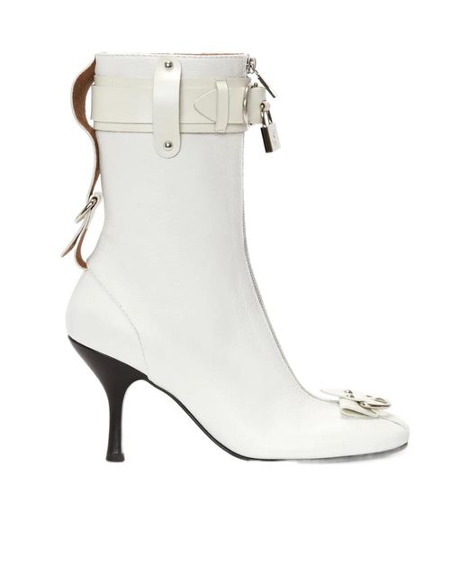 J.W. Anderson White Padlock Ankle Boots