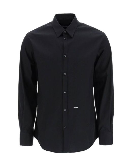DSquared² Blue Logo Printed Long Sleeved Shirt for men