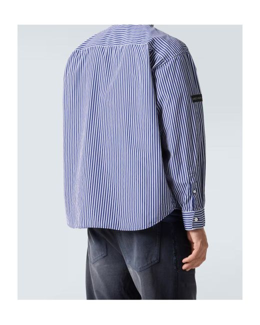 Balenciaga Blue Striped Poplin Shirt for men
