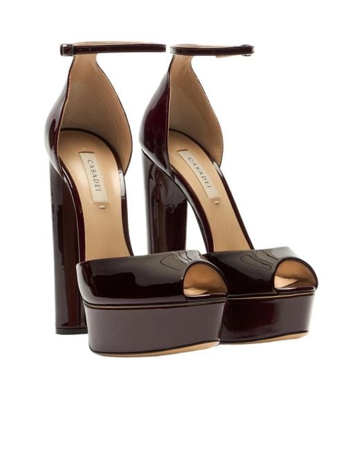 Casadei Brown Flora Platform Sandal