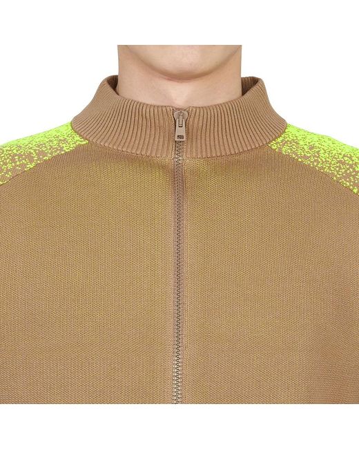 Herno Green Zip-Up High Neck Cardigan for men