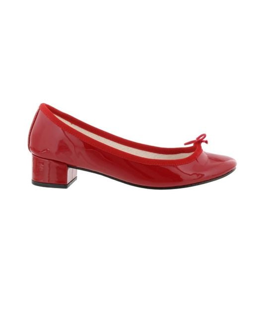 Repetto Red Bow Front Low Heel Pumps
