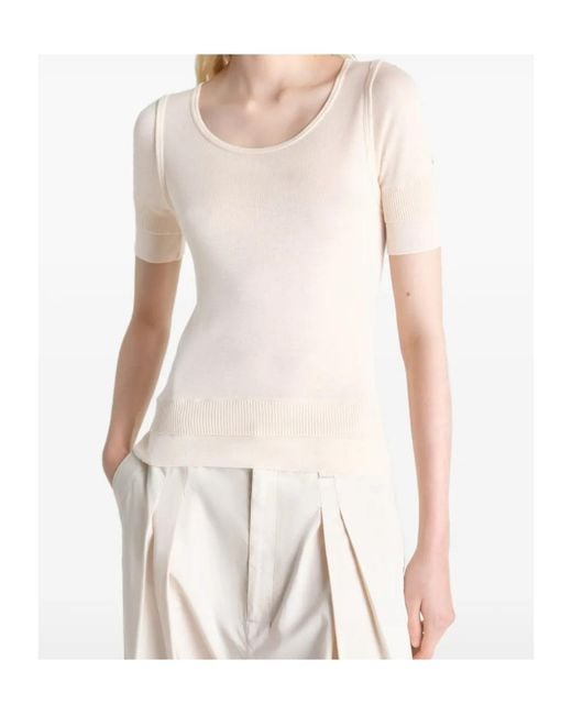 Lemaire White Trompe L'Oeil Ribbed Top