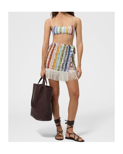 Missoni Blue Zigzag Fringe-Trim Skirt