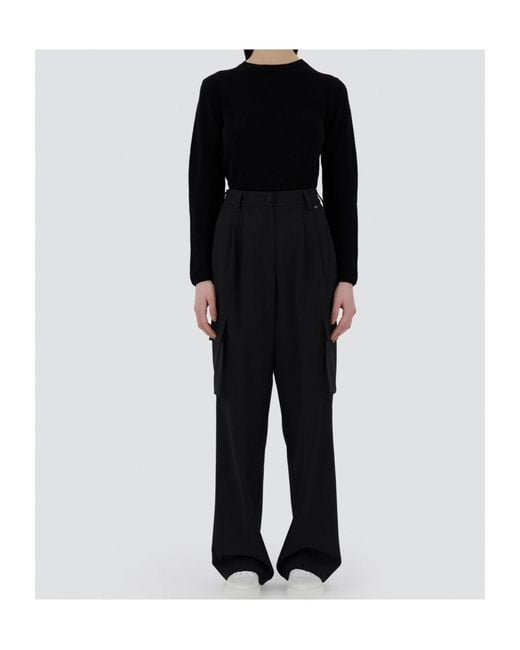 Herno Black High-Waisted Cargo Tailored Trousers