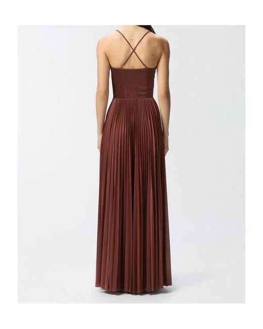 Pinko Purple Cross Shoulder Strap Pleated Maxi Dress