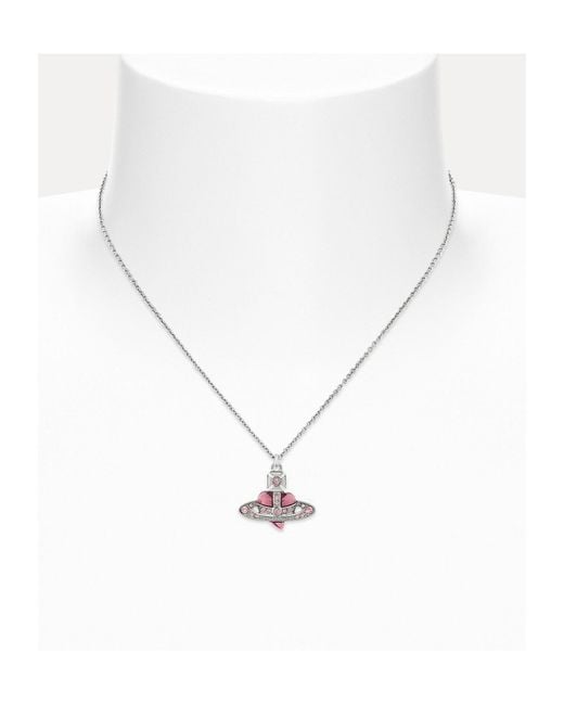 Vivienne Westwood Metallic New Diamante Heart Pendant Necklace