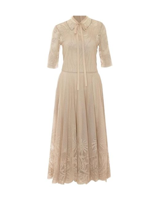 Fabiana Filippi Natural Lace Midi Shirt Dress