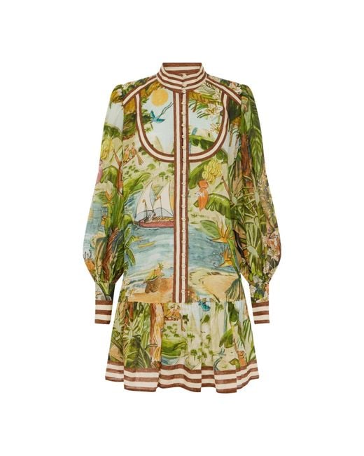 ALÉMAIS Yellow Toucan Tango Mini Dress