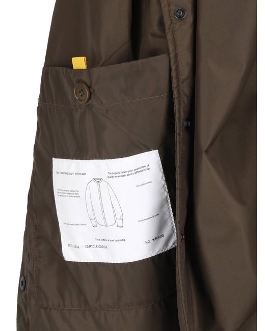 Aspesi Green Snap-Front Collarless Jacket