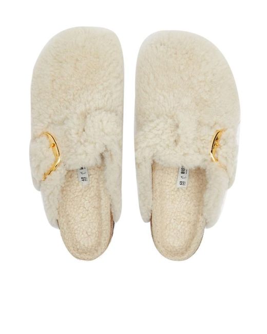Birkenstock White Boston Big Buckle Clogs
