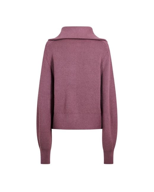 Varley Purple Maura Knitted Crew-Neck Pullover