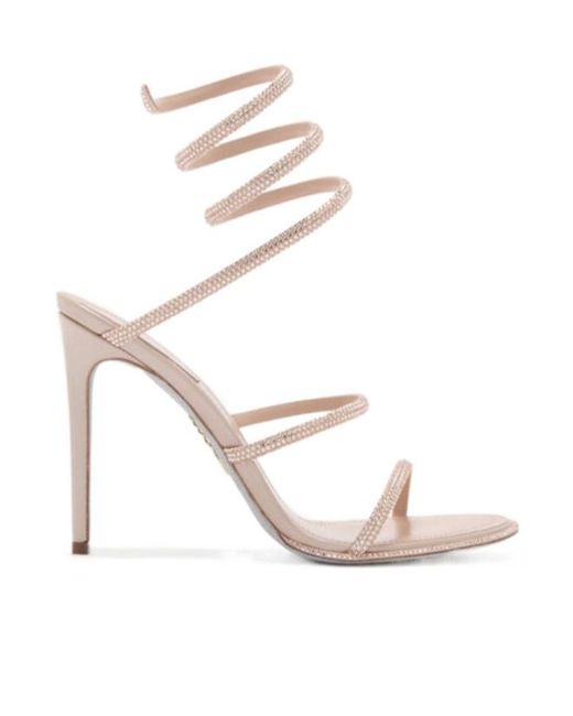 Rene Caovilla White Cleo Crystal-Embellished Sandals