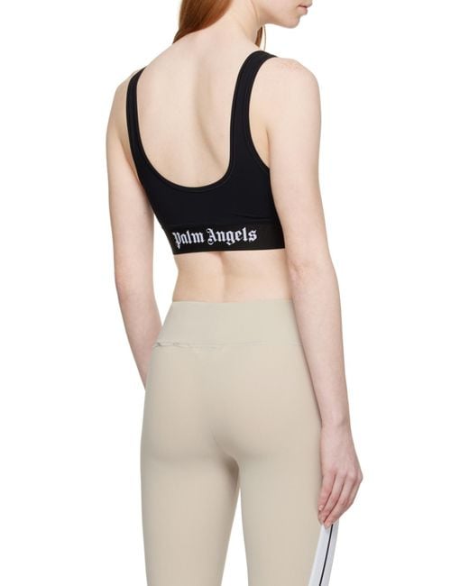 Palm Angels Black Scoop Neck Cropped Vest Top