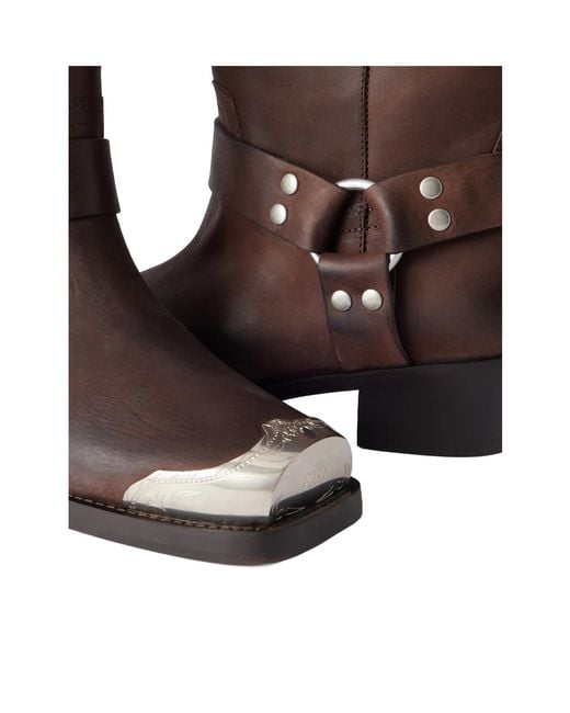 Paris Texas Brown Embellished Leather Ankle Boots