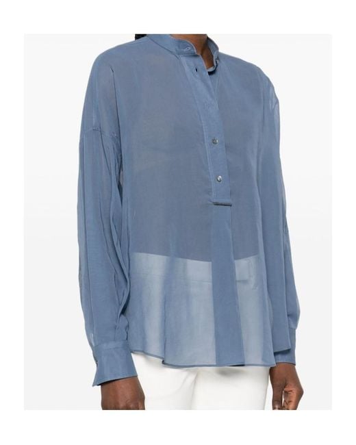 Brunello Cucinelli Blue Cotton Blouse
