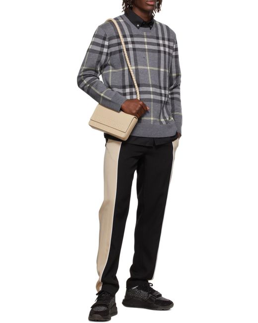 Burberry Gray Check-Pattern Wool-Silk Jumper for men