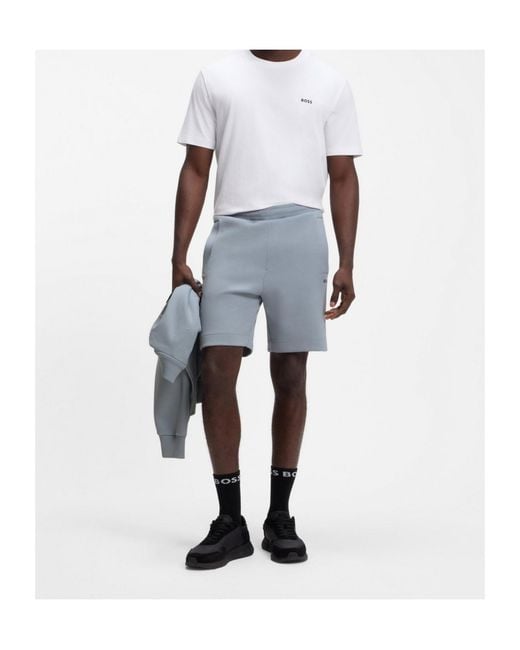 Boss Gray Elastic-Waist Shorts for men